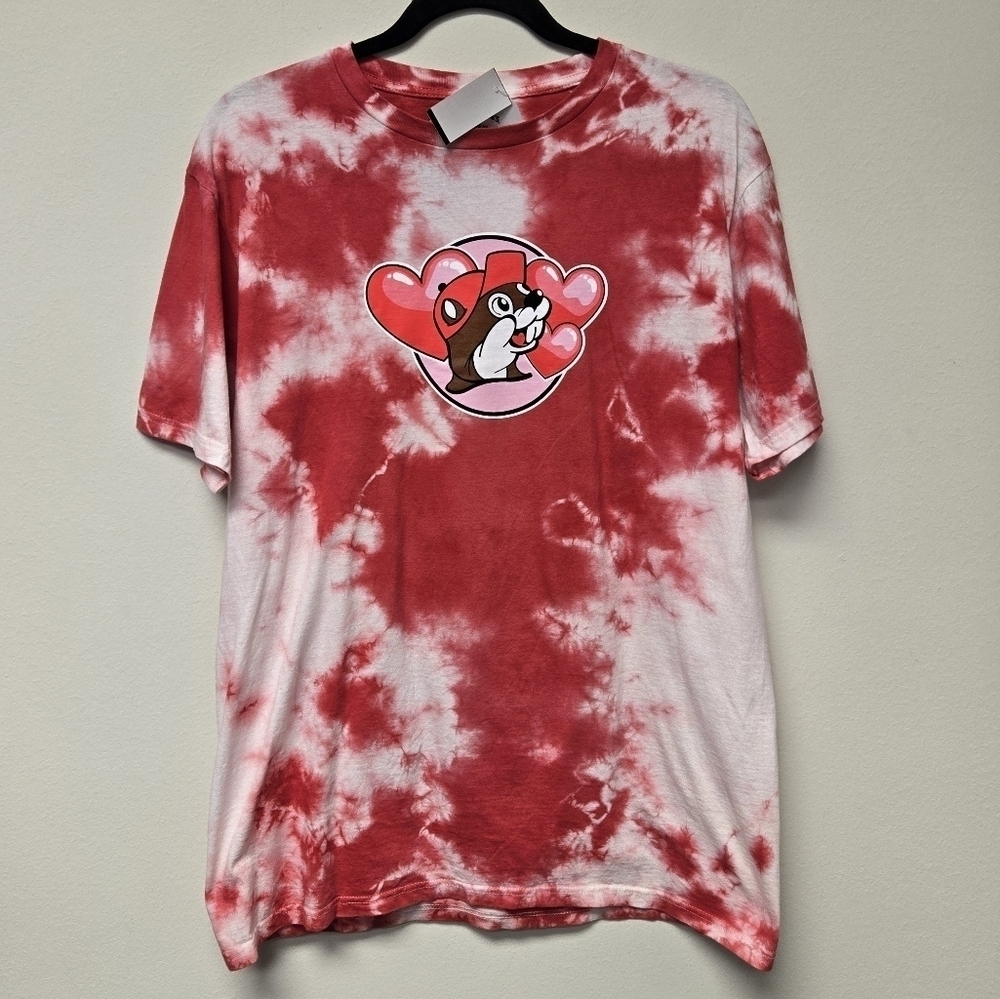 Bucees Valentines Day Road to My Heart tie dye t-shirt Red L